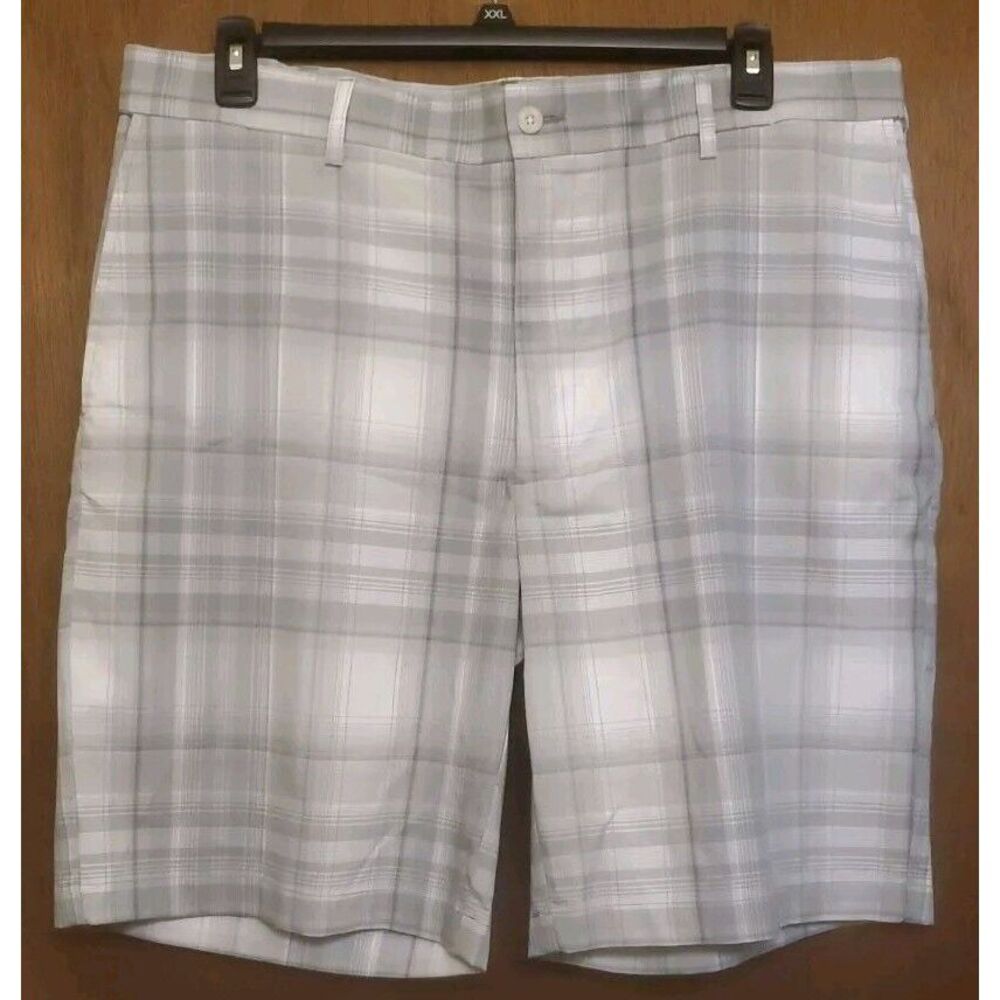 Grand Slam Shorts Adult 38 Pockets Chino Regular Fit Outdoors Gray Plaid Golf